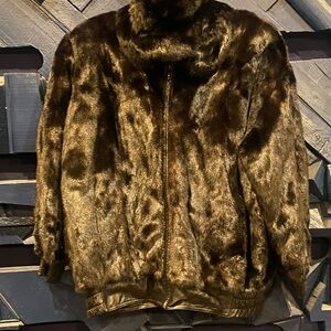 Luxurious black  mink Fur bomber zip up Jacket